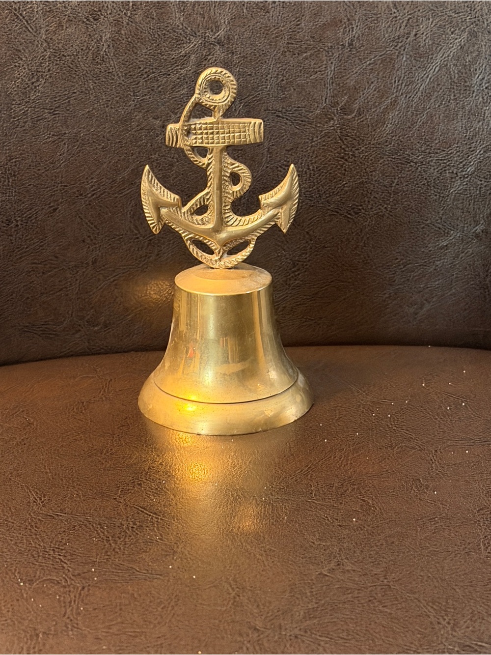 Brass Anchor Decorative Bell - Gold Nautical Accent